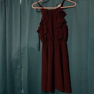 Spaghetti strap wine colored dress